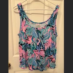 Lilly Pulitzer High Tide Navy Ruffle Pajama Set - Size Large